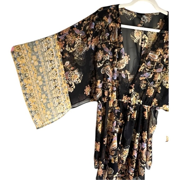 Free People Dream State Tunic Kimono Black Boho Top Size Medium - Picture 7 of 9